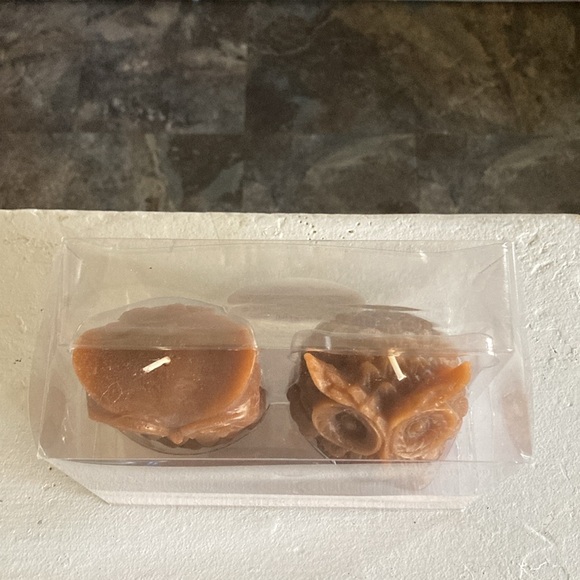 BNIB- 4.7"- Hand Carved- Unscented- 2 Pack- Brown Owl Figural Candles Decor Set - Picture 5 of 17